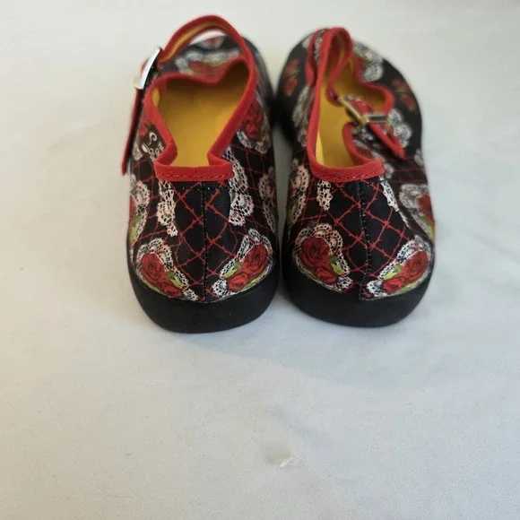 Hot Chocolate - Chocolaticas Mary‎ Jane Flats Rose Lace Print Buckle Shoes 7.5 - Picture 6 of 11